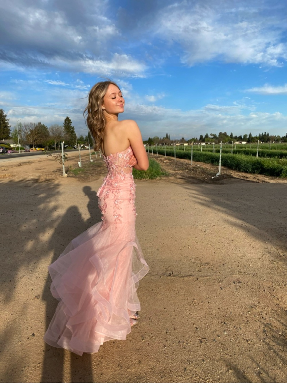 Pink Strapless Mermaid Prom Dress